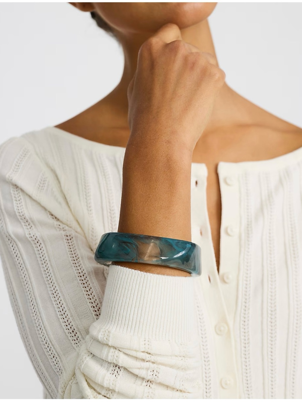 Express Teal Marbled Resin Bangle Bracelet